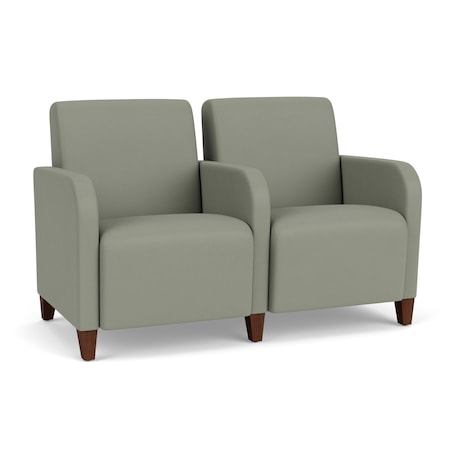 Lesro Siena Lounge Reception 2 Seat Tandem Seating, Walnut, OH Eucalyptus Upholstery SN2103